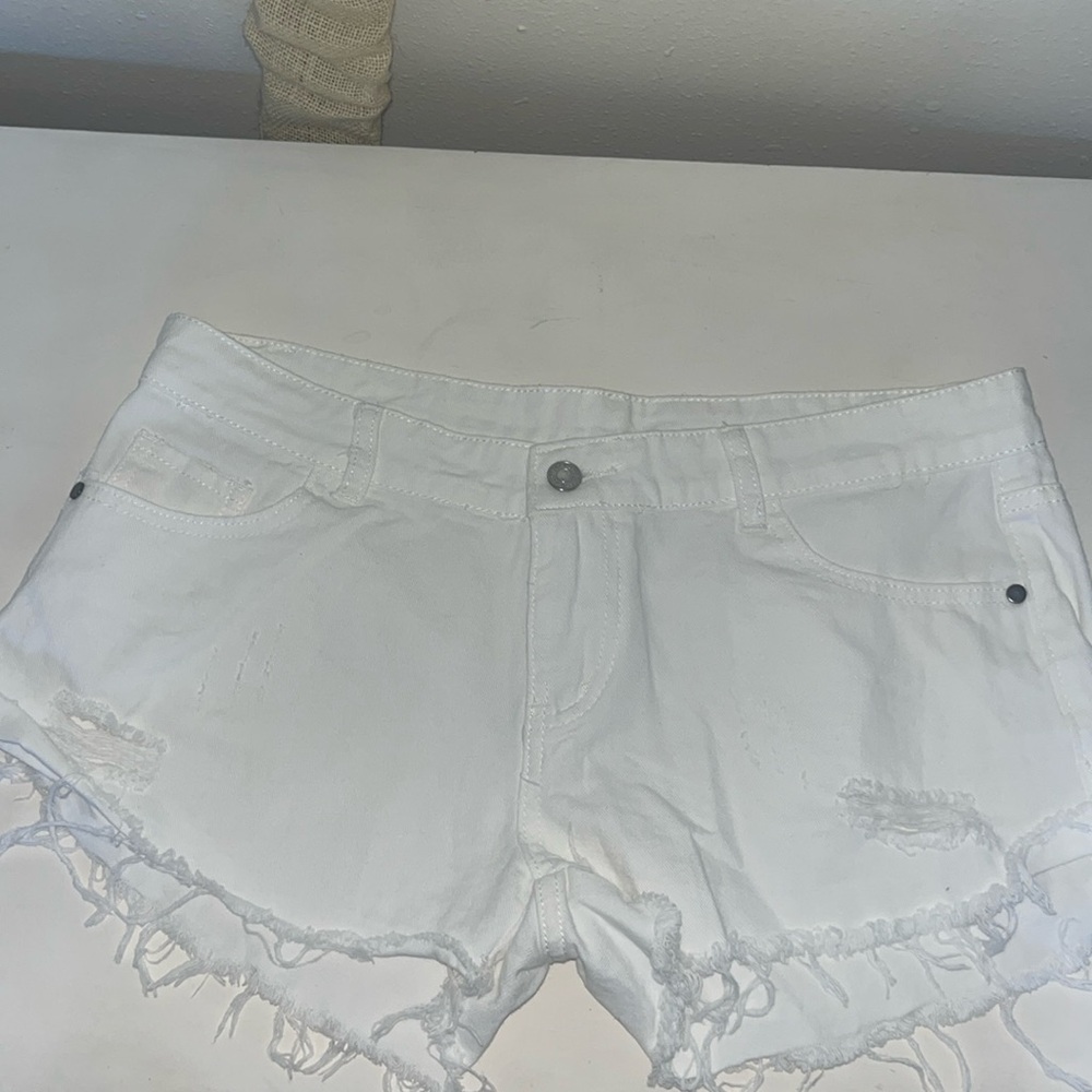 White jean shorts